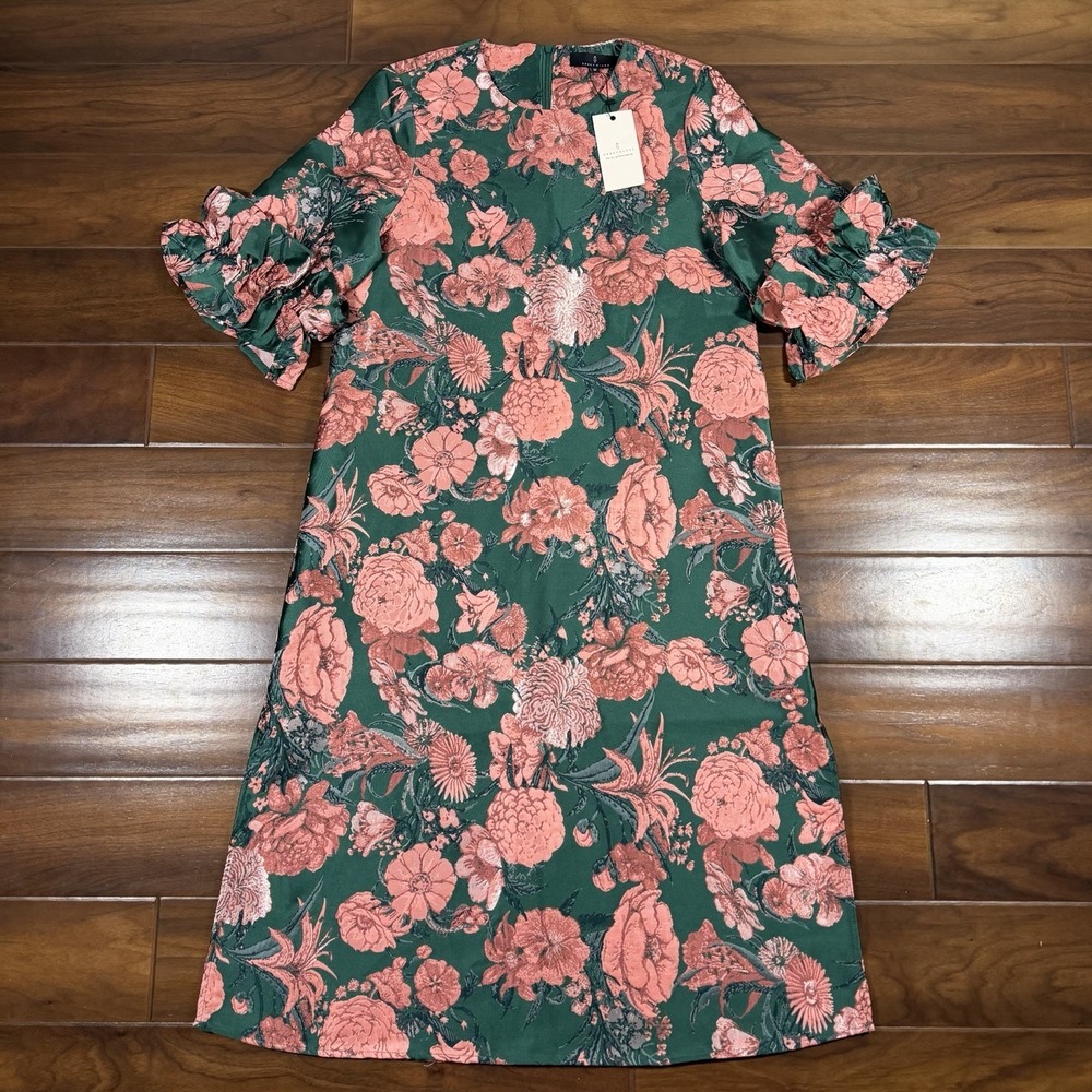 Abbey Glass Women's Size Medium Forest Floral Jacquard Bronwyn Midi Dress $325